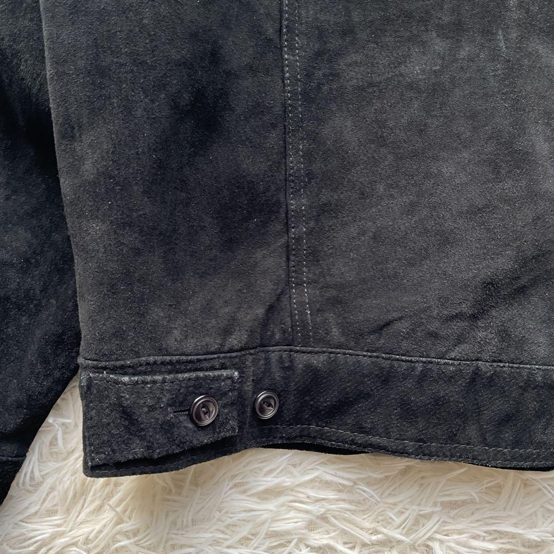 90's✨レザートラッカージャケット　3rd 豚革　黒　スエード　M キムタク