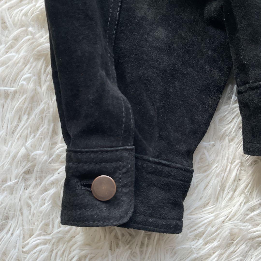 90's✨レザートラッカージャケット　3rd 豚革　黒　スエード　M キムタク