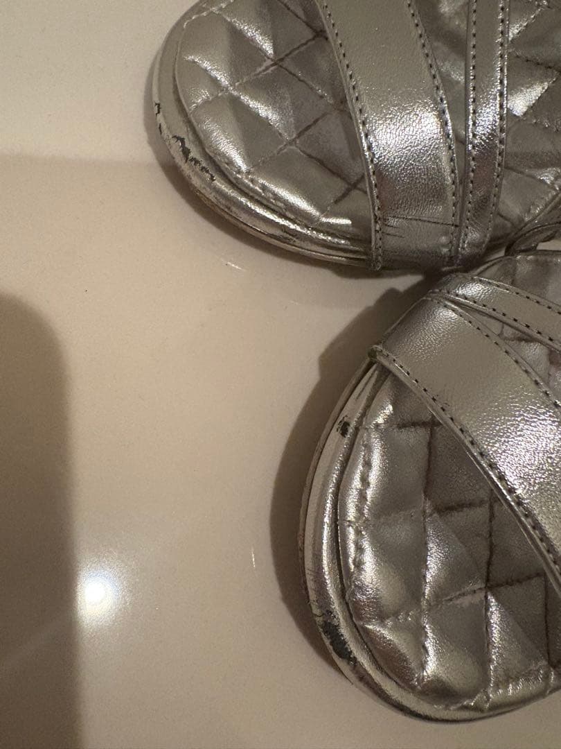 CHANEL シルバー ストラップサンダル　35 1/2C