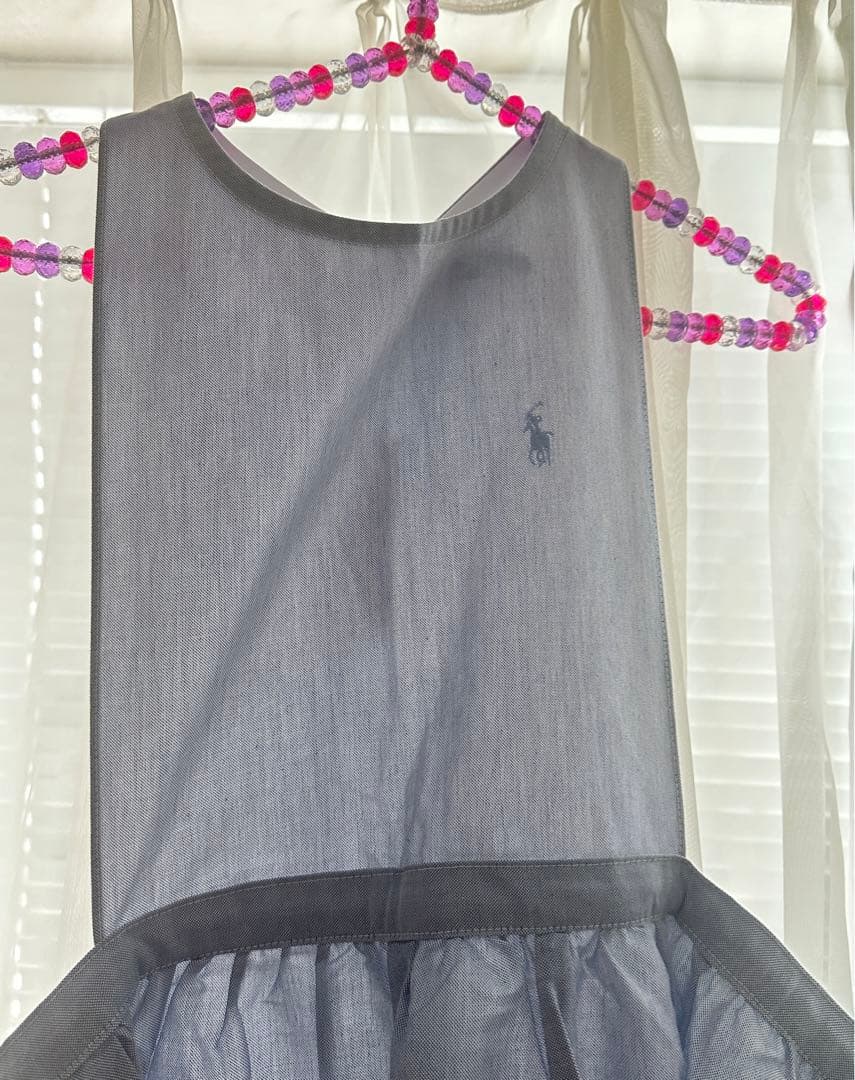 ラルフローレン　フリルエプロン　ブルー　綿100% 　新品