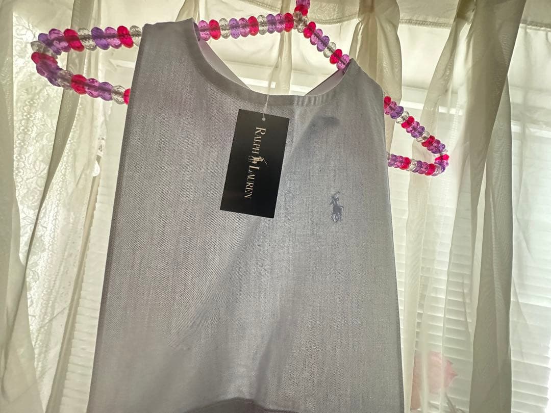 ラルフローレン　フリルエプロン　ブルー　綿100% 　新品