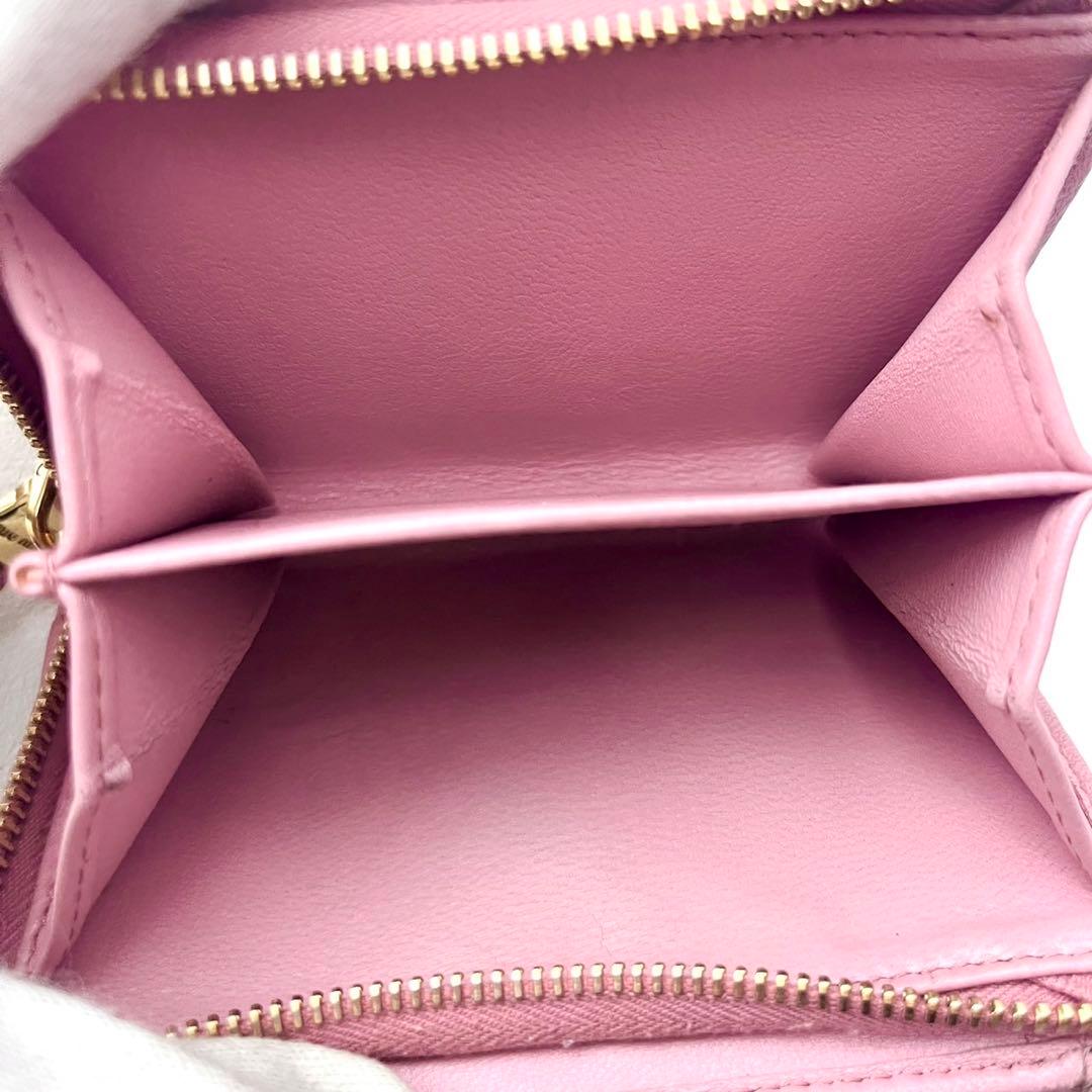 miu miu マテラッセ 三つ折り財布 ミニウォレット ピンク 0202-④