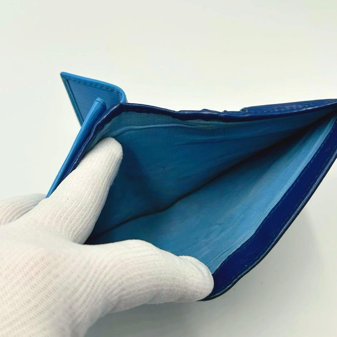 プラダ 二つ折り財布 ヴィテッロムーヴ バイカラー ネイビー 水色