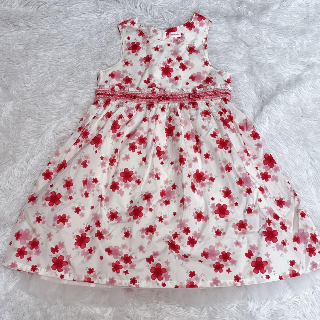 現行✨️MIKIHOUSE ミキハウス 花柄ワンピース チュール フレア 発表会