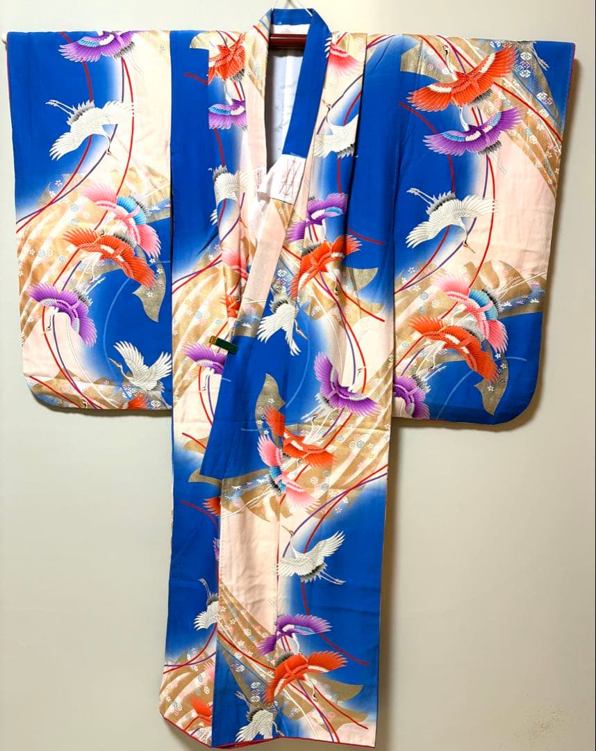 人気のブルー　七五三　7才　お嬢様　晴れ着　振袖　長襦袢サ　美品