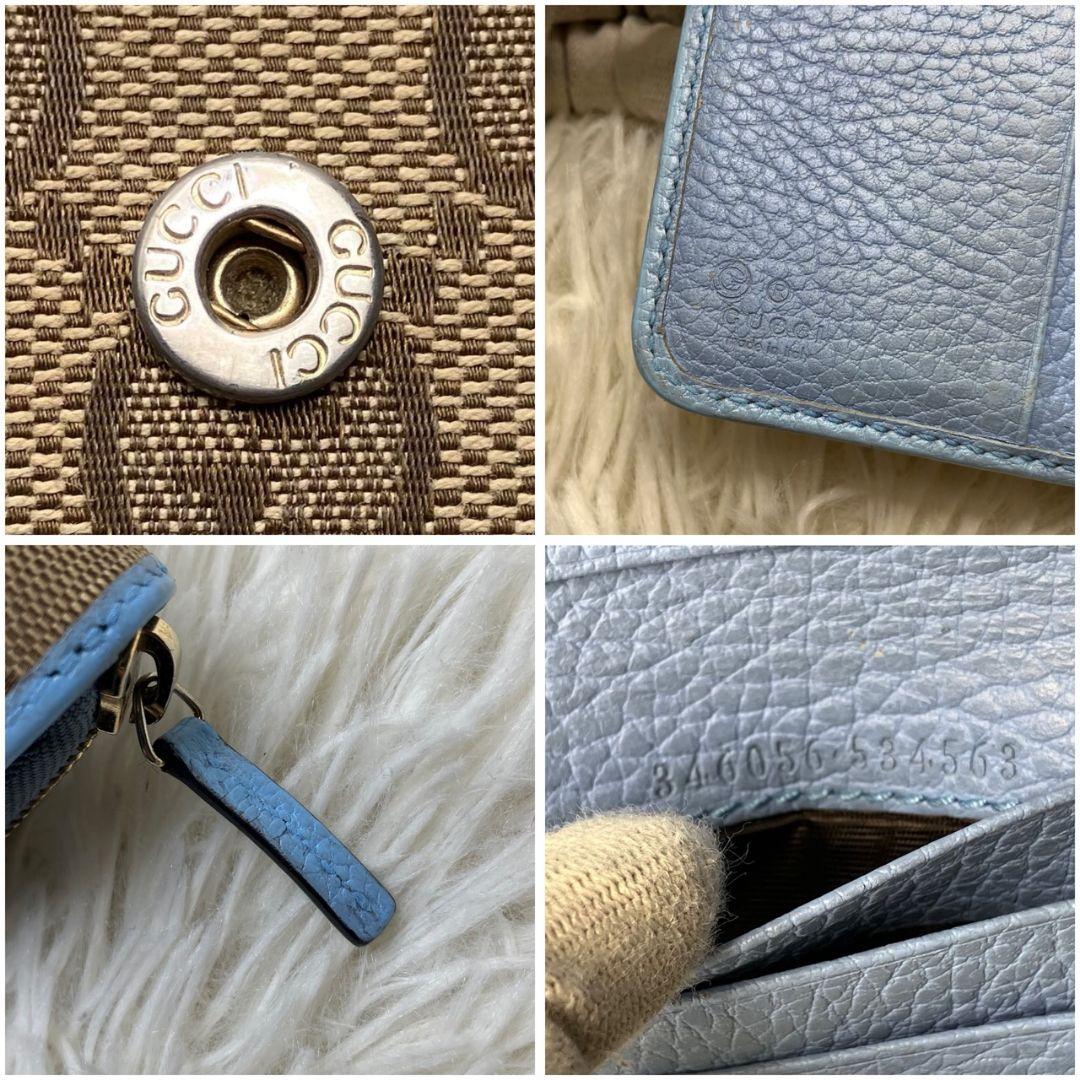 極美品✨グッチgucci GG キャンバスラウンドジップ折財布