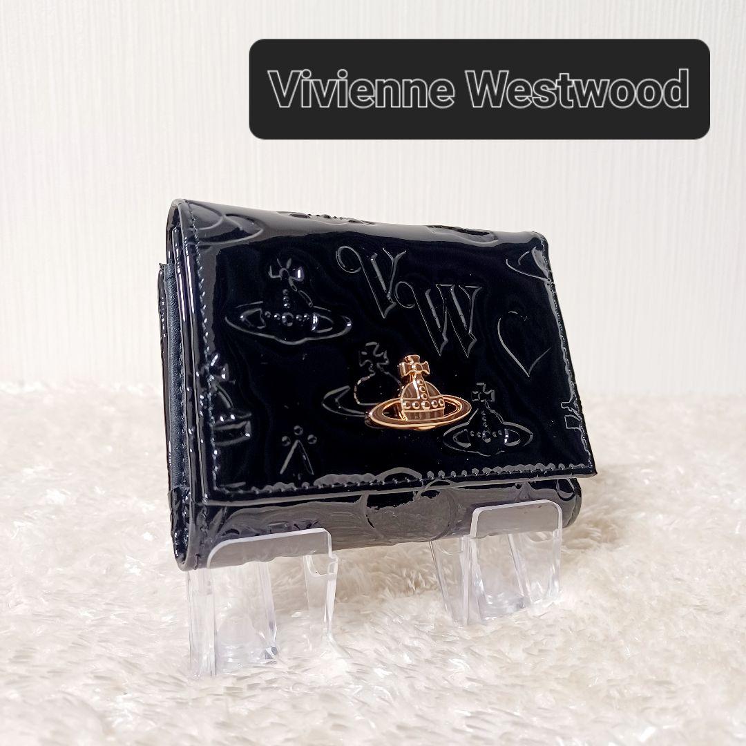 ✨新品✨箱付　VivienneWestwood　三つ折り財布　エナメル　ブラック