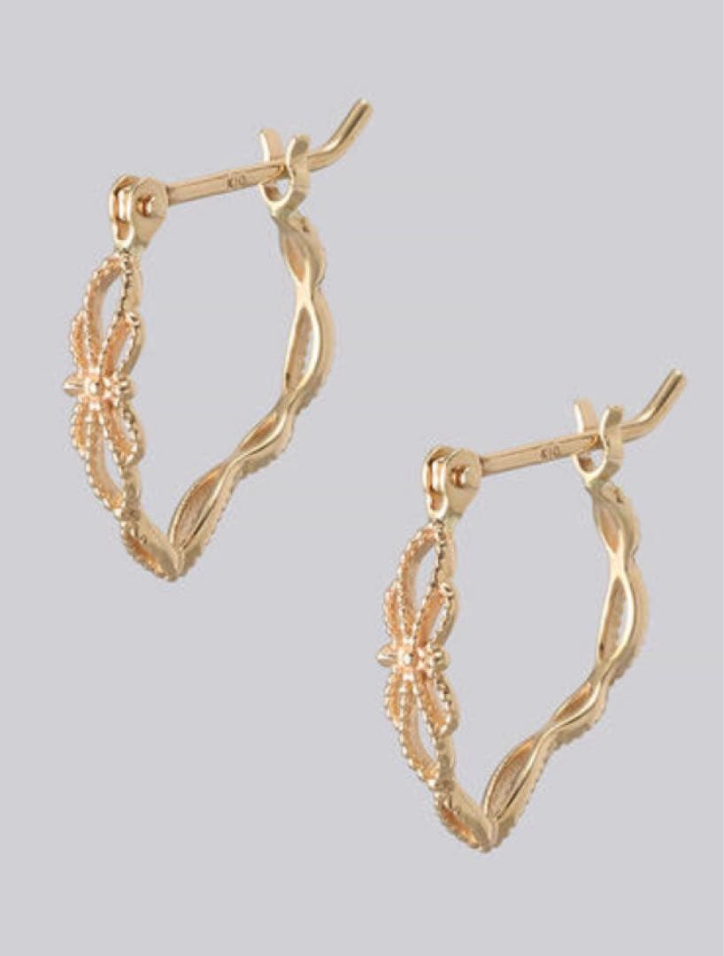 【新品未使用】アガット K10 フープピアス