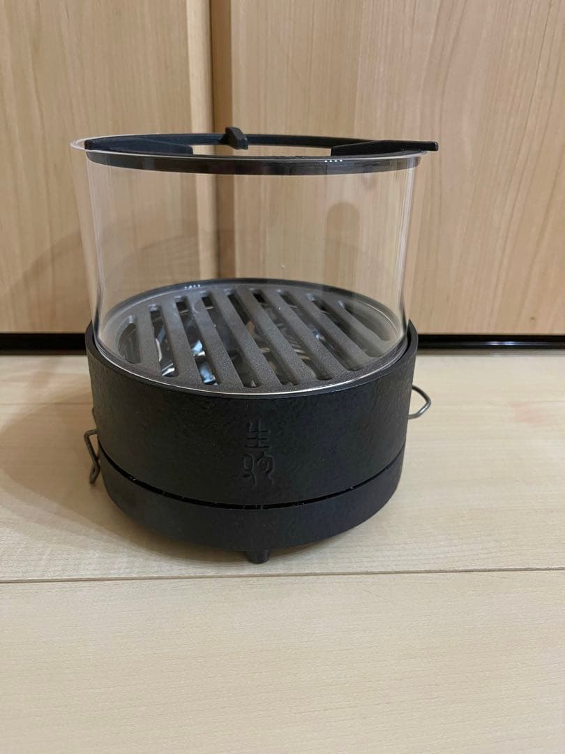 鉄製グリル 透明カバー付き　火鉢　涼炉　鉄瓶用 急須用