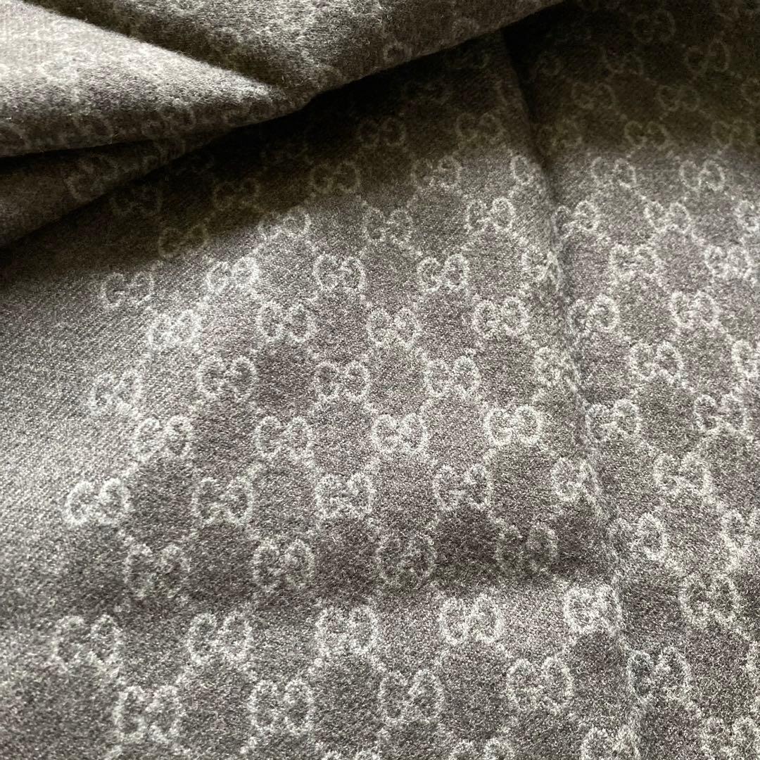 グッチ GUCCI ストール マフラー GG柄 グレー ウール100%