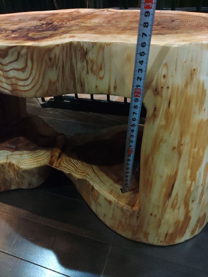 杉のくりぬき丸太スツール　双子丸太