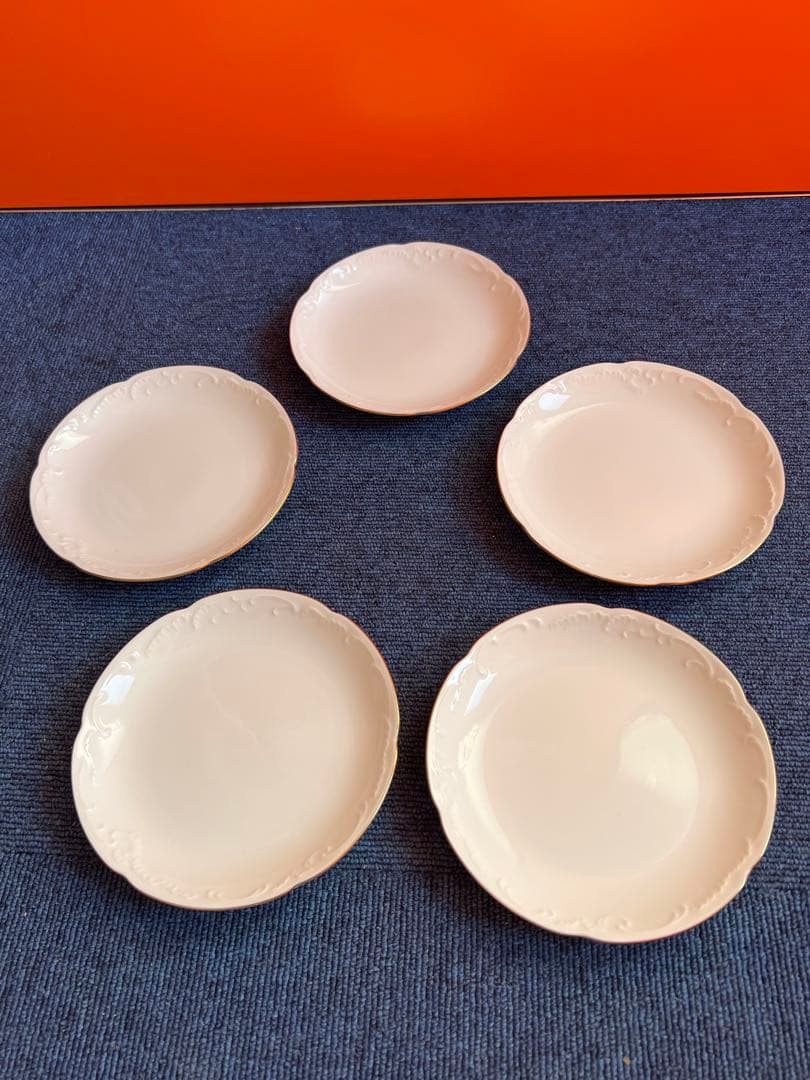 906 大倉陶園　白磁　皿　5客　高級　金彩　未使用