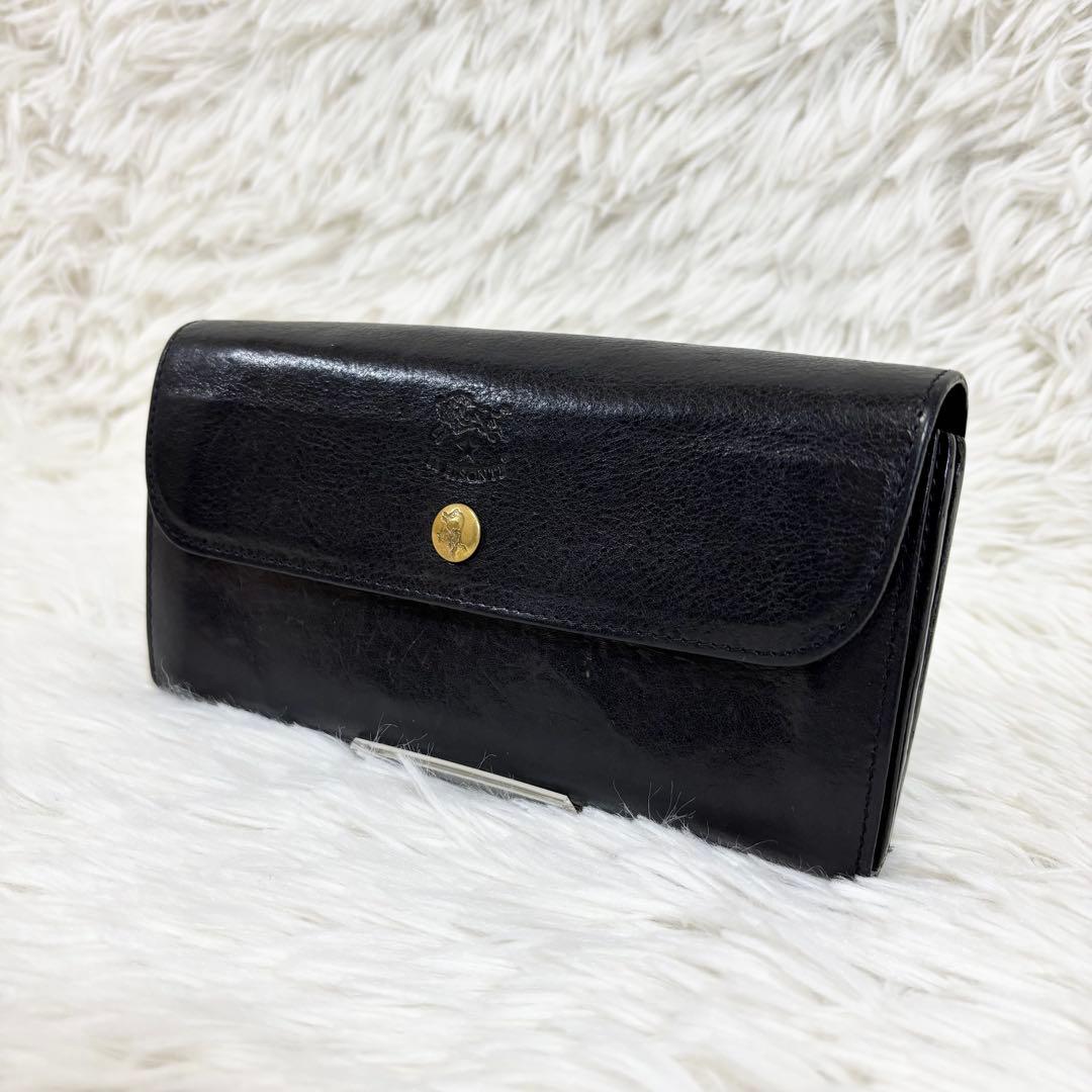 状態良✨付属品有り　イルビゾンテ　ロングウォレット　長財布　レザー　金ボタン　黒