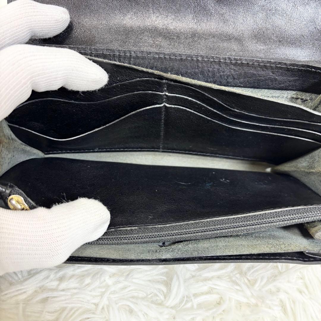 状態良✨付属品有り　イルビゾンテ　ロングウォレット　長財布　レザー　金ボタン　黒