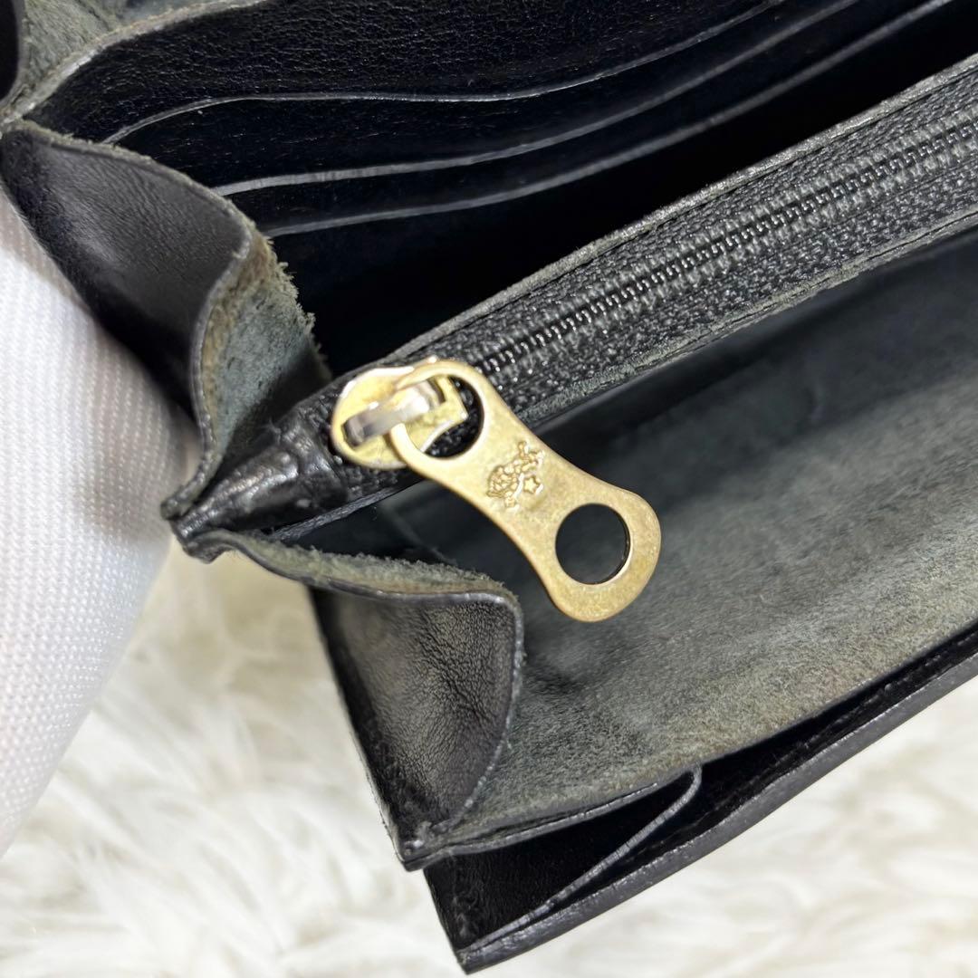 状態良✨付属品有り　イルビゾンテ　ロングウォレット　長財布　レザー　金ボタン　黒
