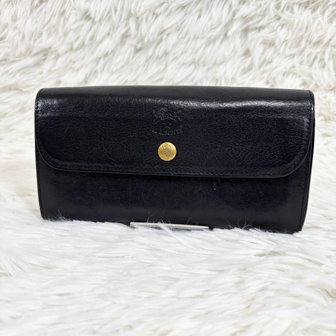 状態良✨付属品有り　イルビゾンテ　ロングウォレット　長財布　レザー　金ボタン　黒