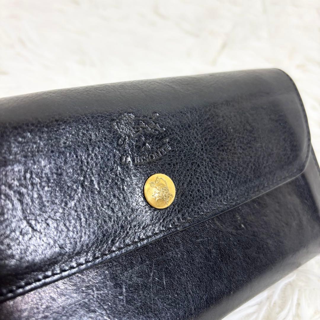 状態良✨付属品有り　イルビゾンテ　ロングウォレット　長財布　レザー　金ボタン　黒