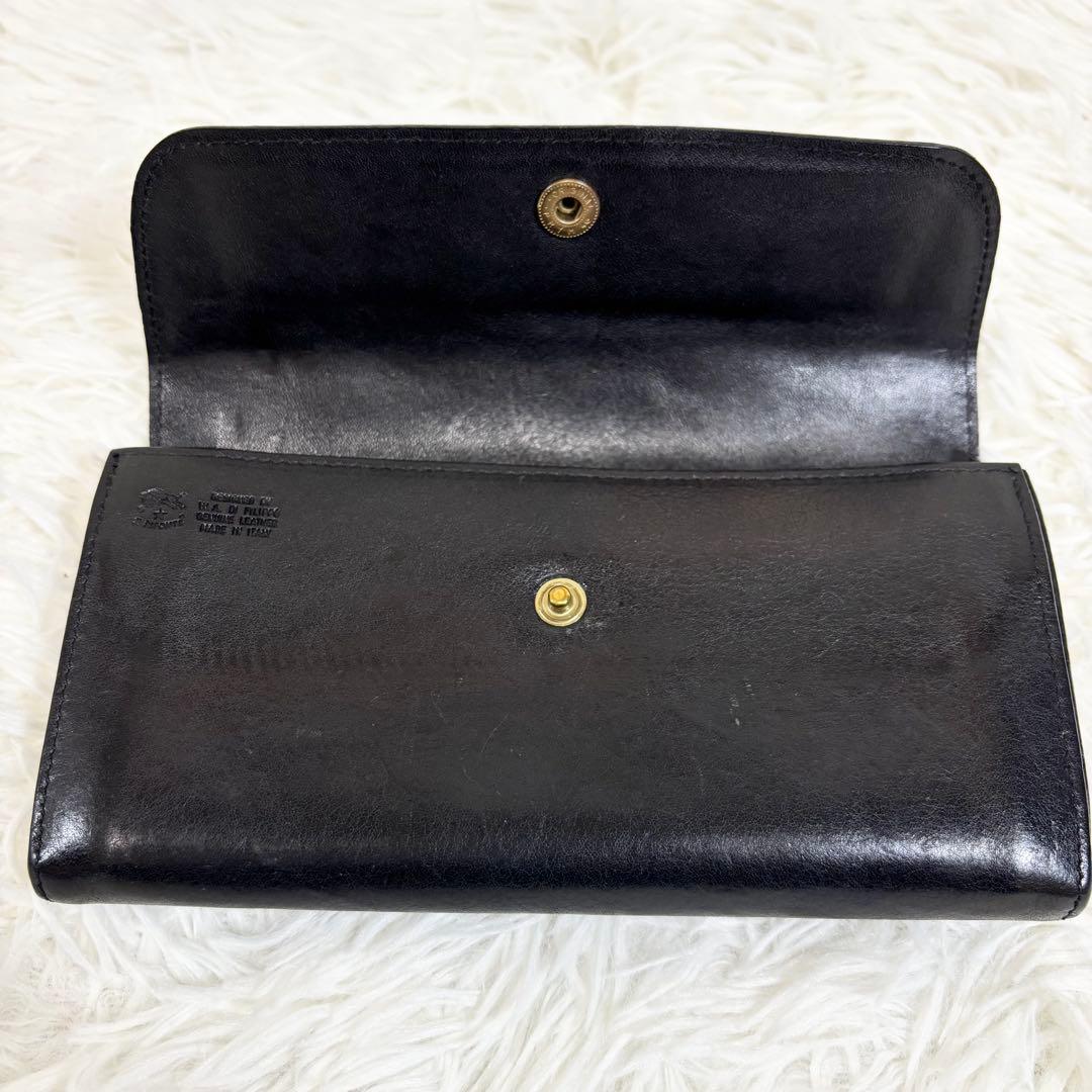 状態良✨付属品有り　イルビゾンテ　ロングウォレット　長財布　レザー　金ボタン　黒