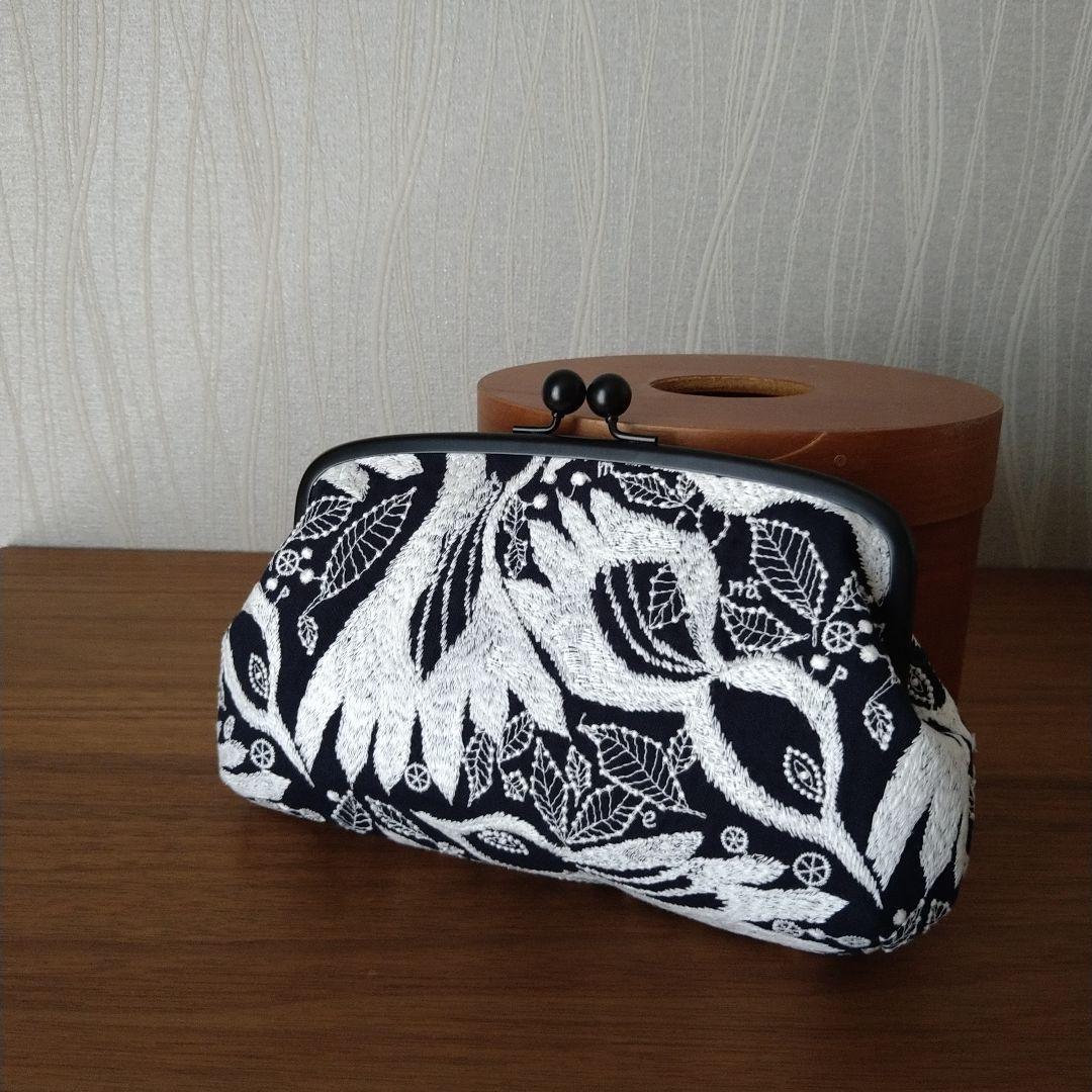 【オーダー】マットブラック口金 親子がま口長財布☆ミナペルホネンハンドメイド