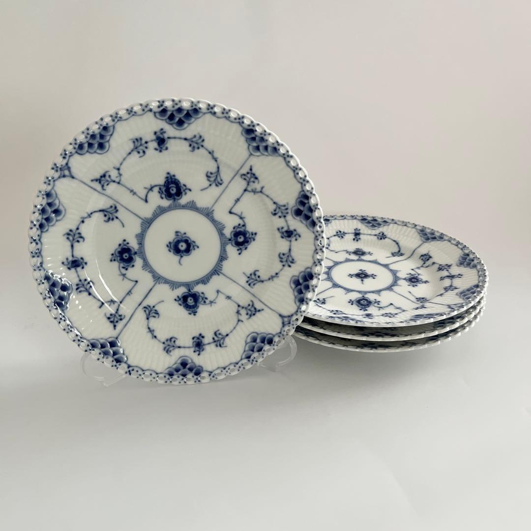 ロイヤルコペンハーゲン ブルーフルーテッド フルレース #1087プレート4枚