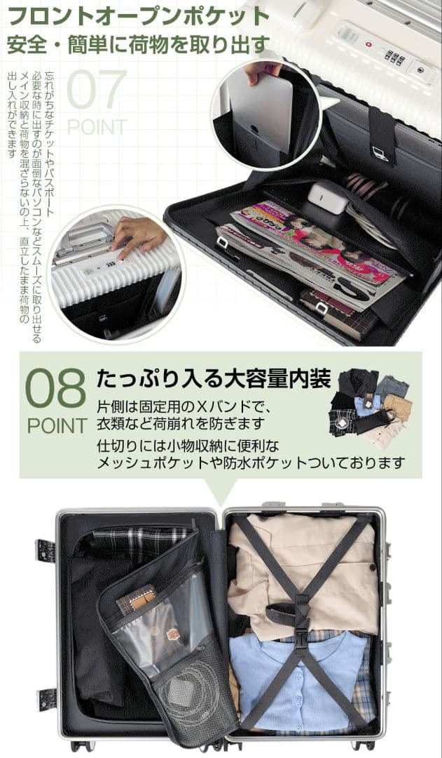 SKYFLY 魔法小屋　多機能スーツケース　キャリーケース　Sサイズ　白