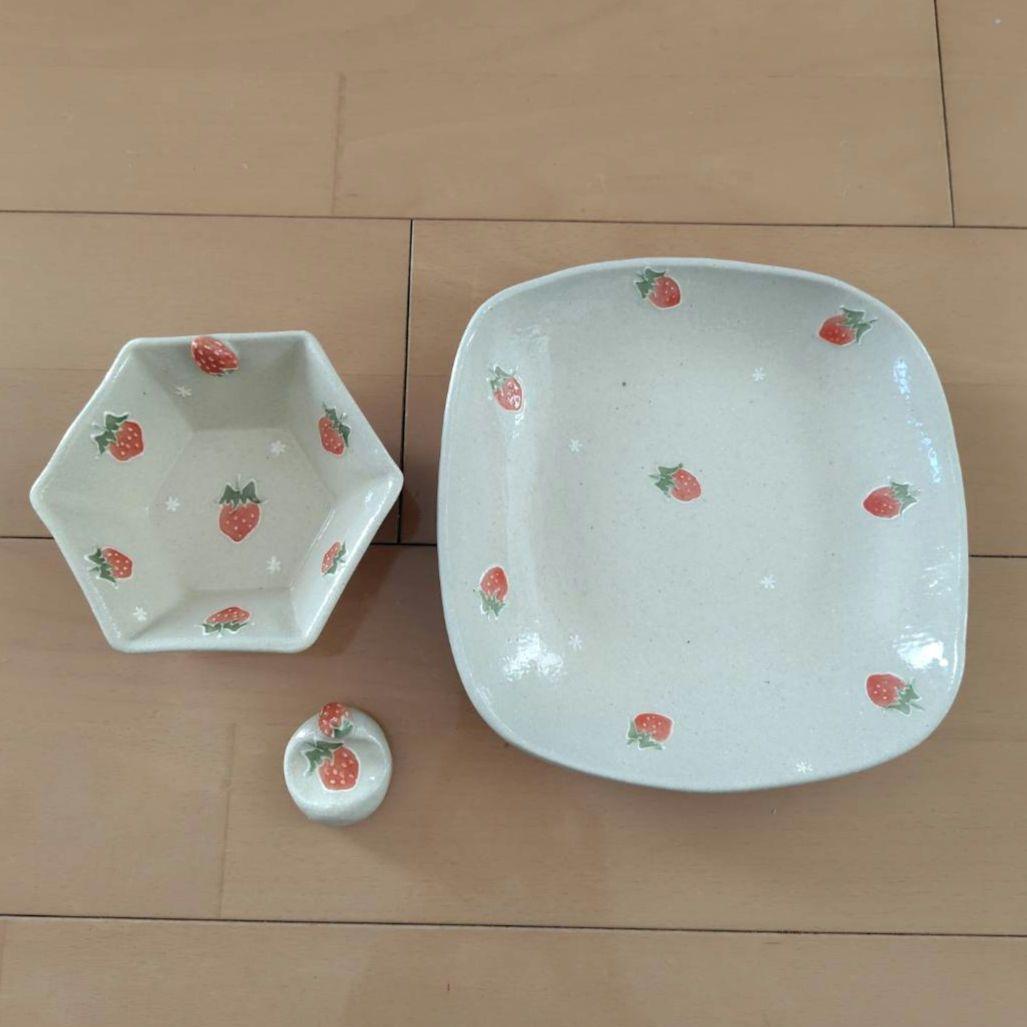 【中村佳菜子】いちごのプレート　箸置き　ボウル　食器　器　うつわ