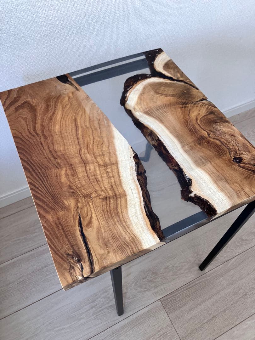 桑一枚板　一点物　レジンサイドテーブル