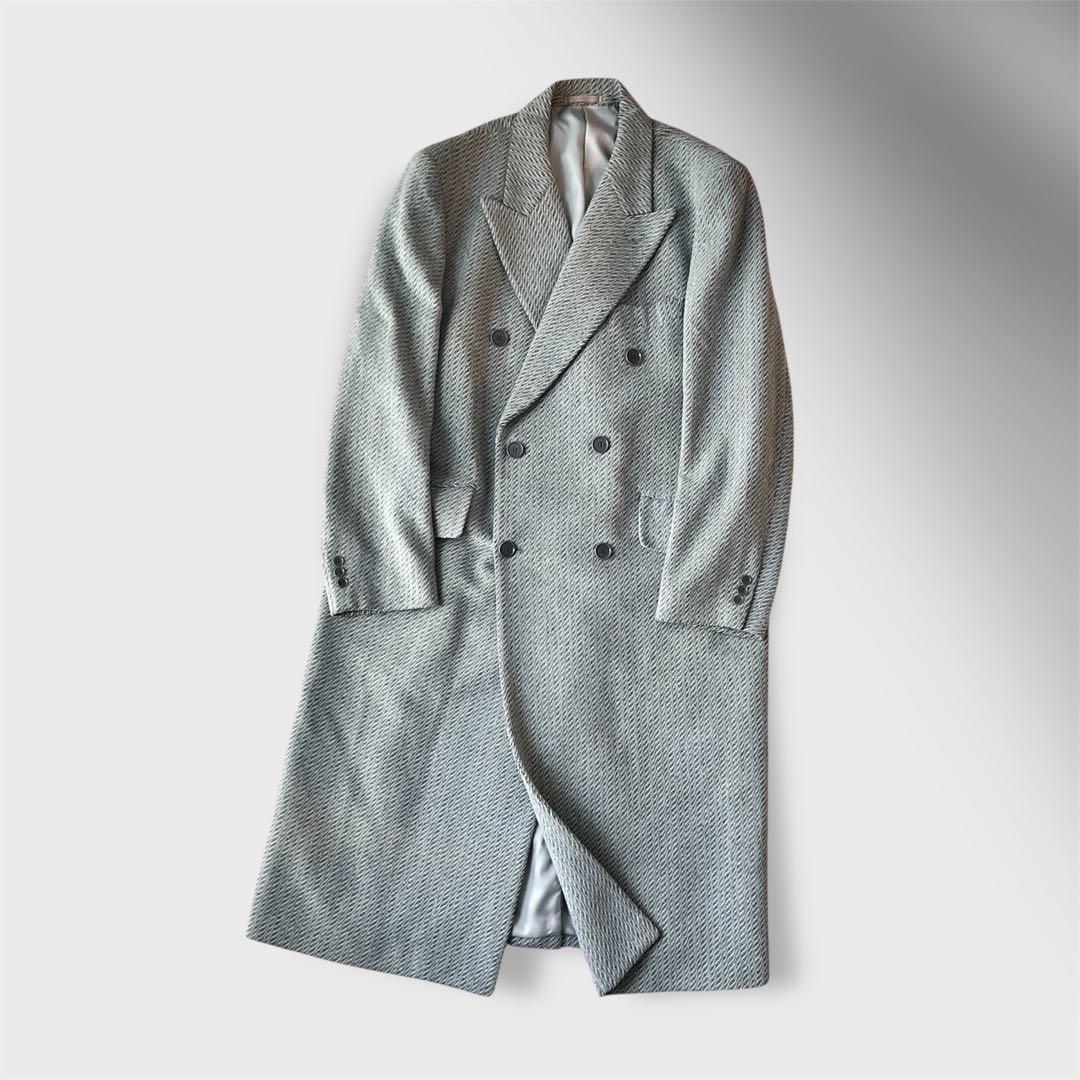 ヴィンテージ 尾州ウールカシミヤ ダブルブレスト チェスターコート XL 古着