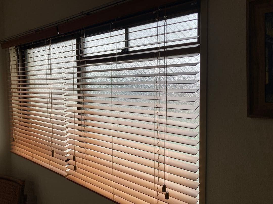 ウッドブラインド　85cm×92cm スラット35mm ミディアムブラウン2個