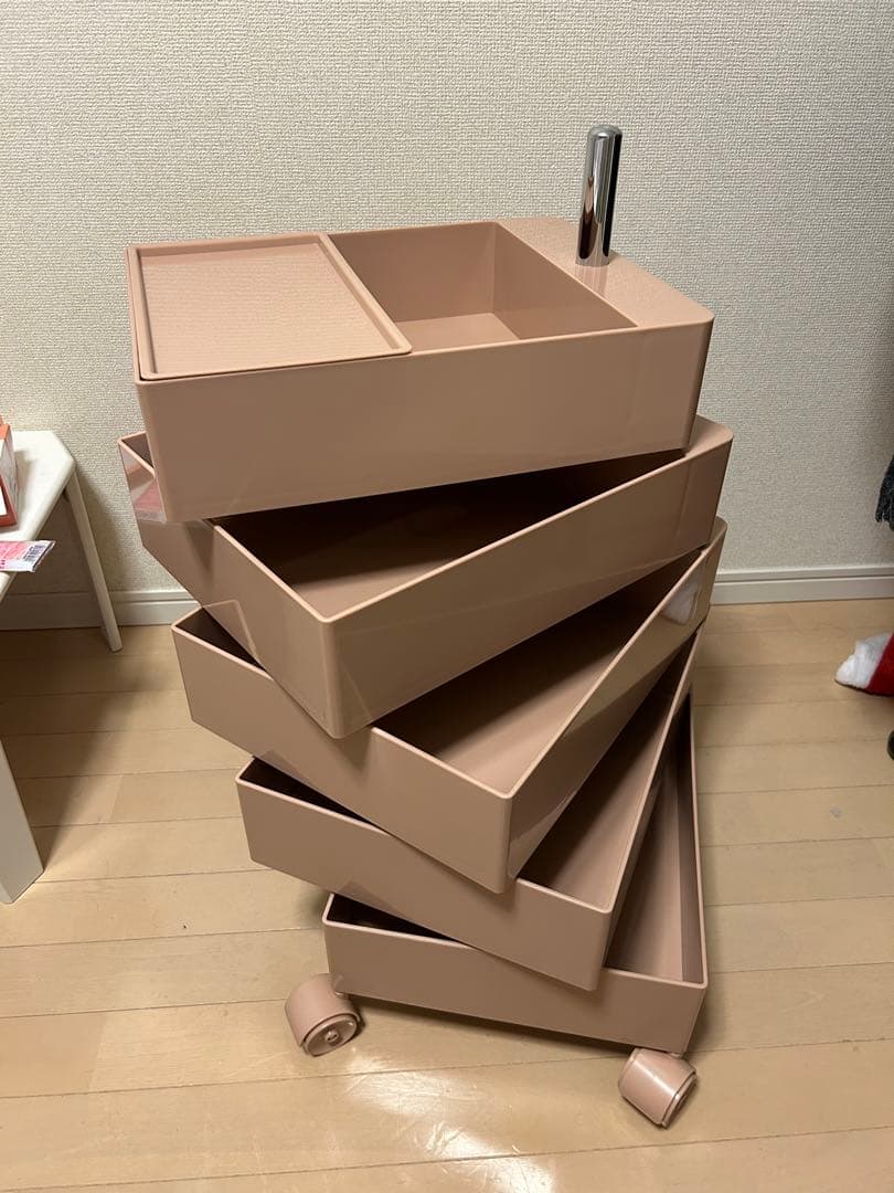 新品 5段 タワーチェスト 360度引き出し ワゴン 韓国 ピンク　[その1]