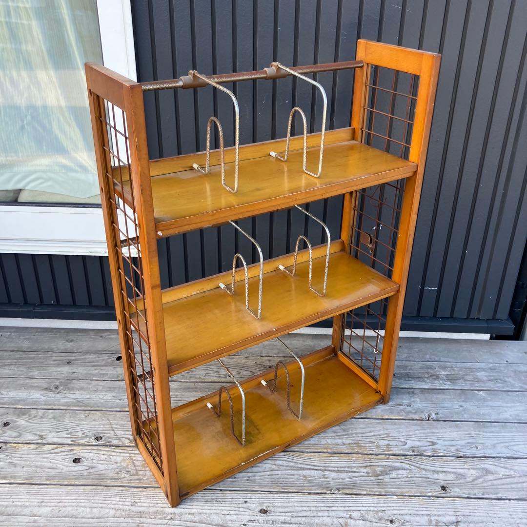 昭和レトロ ミッドセンチュリー 3段 木製オープンラック 本棚 飾り棚 古家具