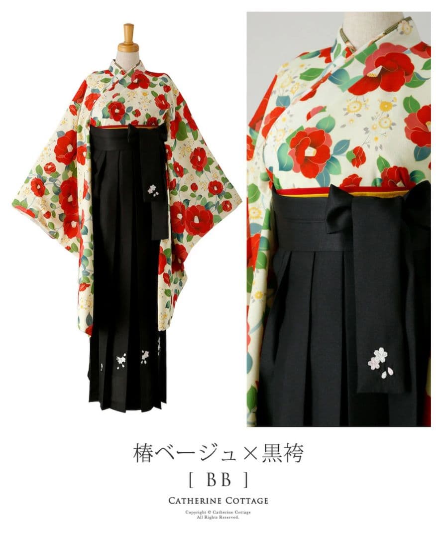 Catherine Cottage 花柄着物セット 150サイズ　肌襦袢+髪飾り