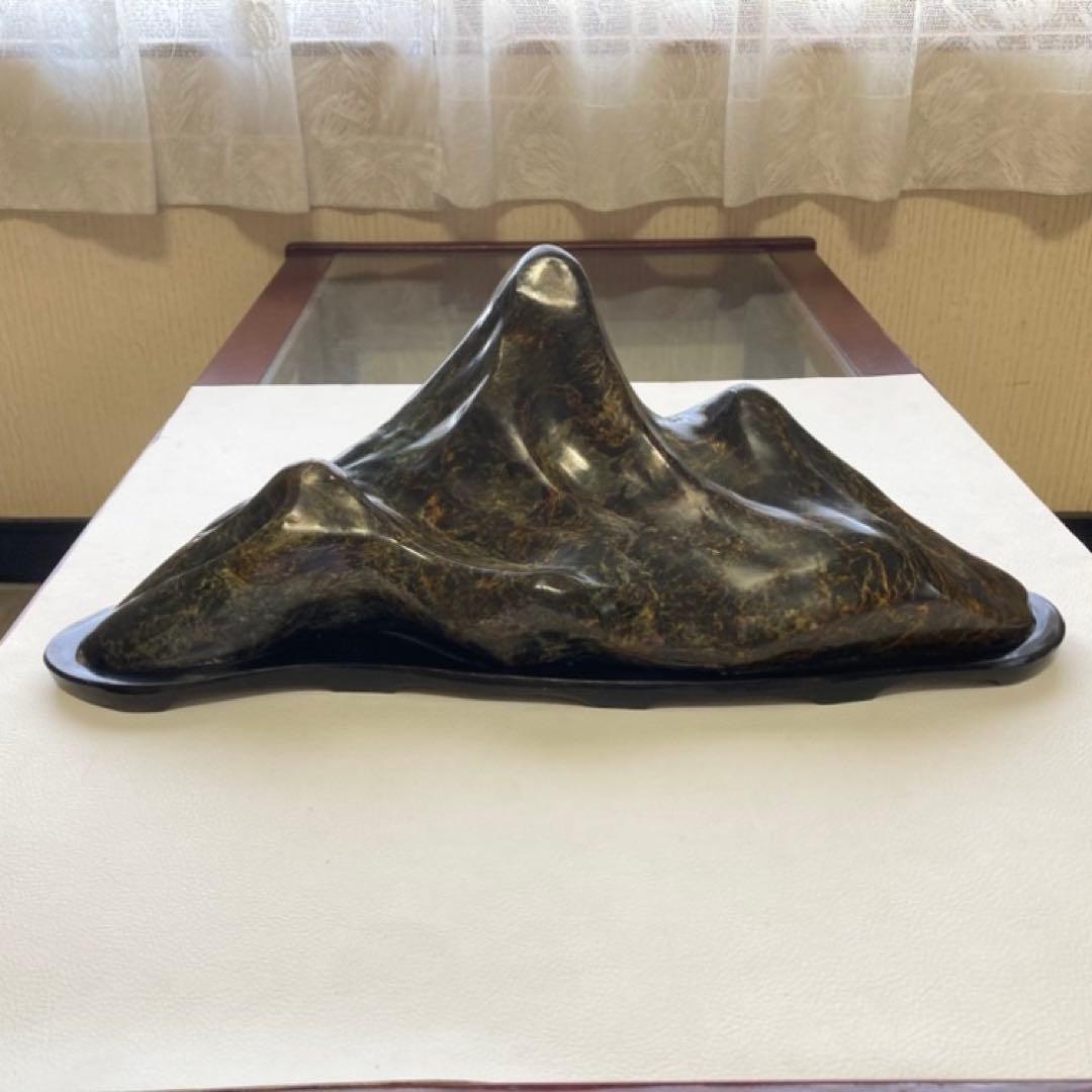 鑑賞石 天然石 オブジェ 置物 インテリア 山型 山脈 模様 約6.5kgレトロ