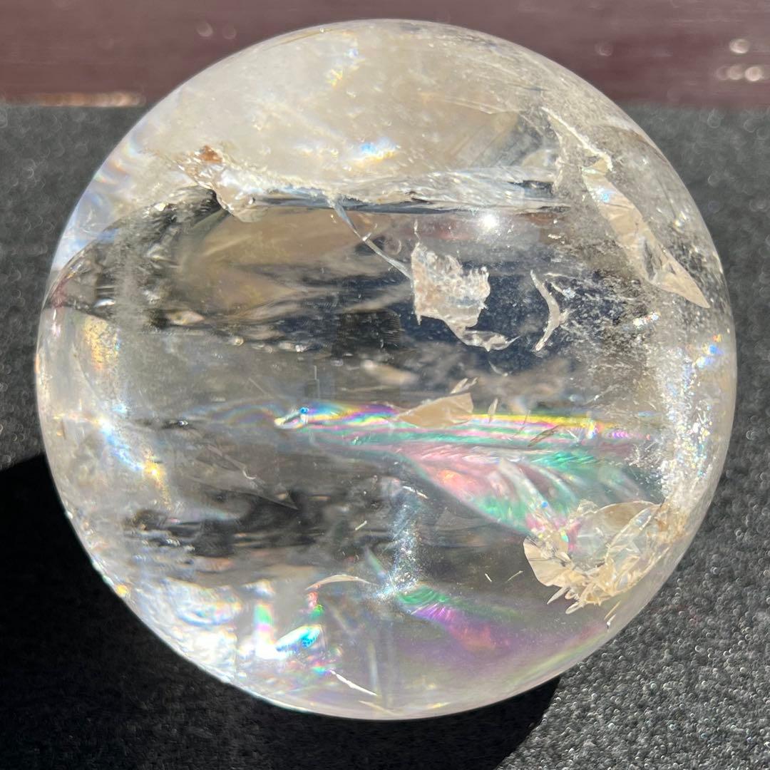 ★虹入り水晶 丸玉 水晶玉 レインボー スフィア 天然石 パワーストーン