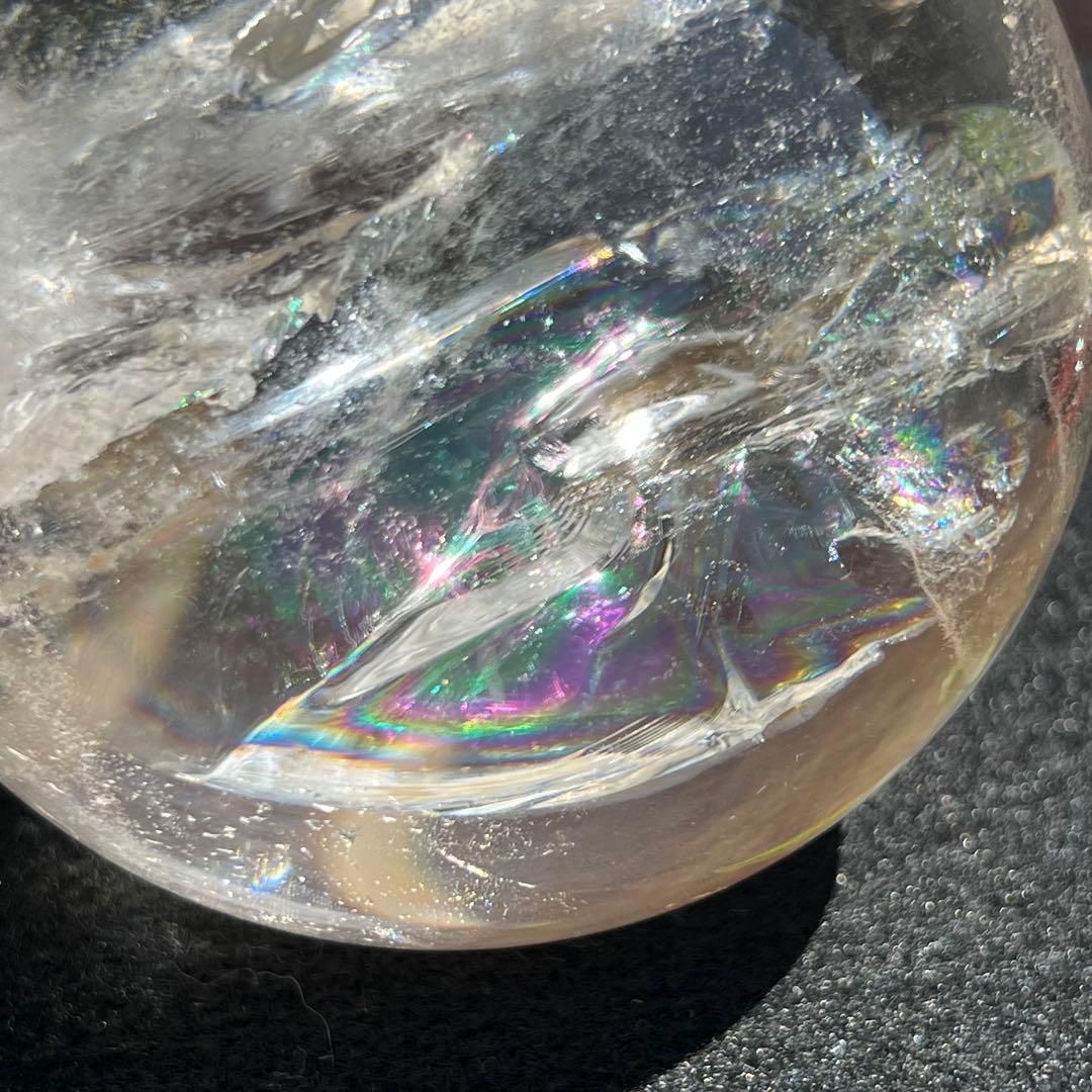★虹入り水晶 丸玉 水晶玉 レインボー スフィア 天然石 パワーストーン
