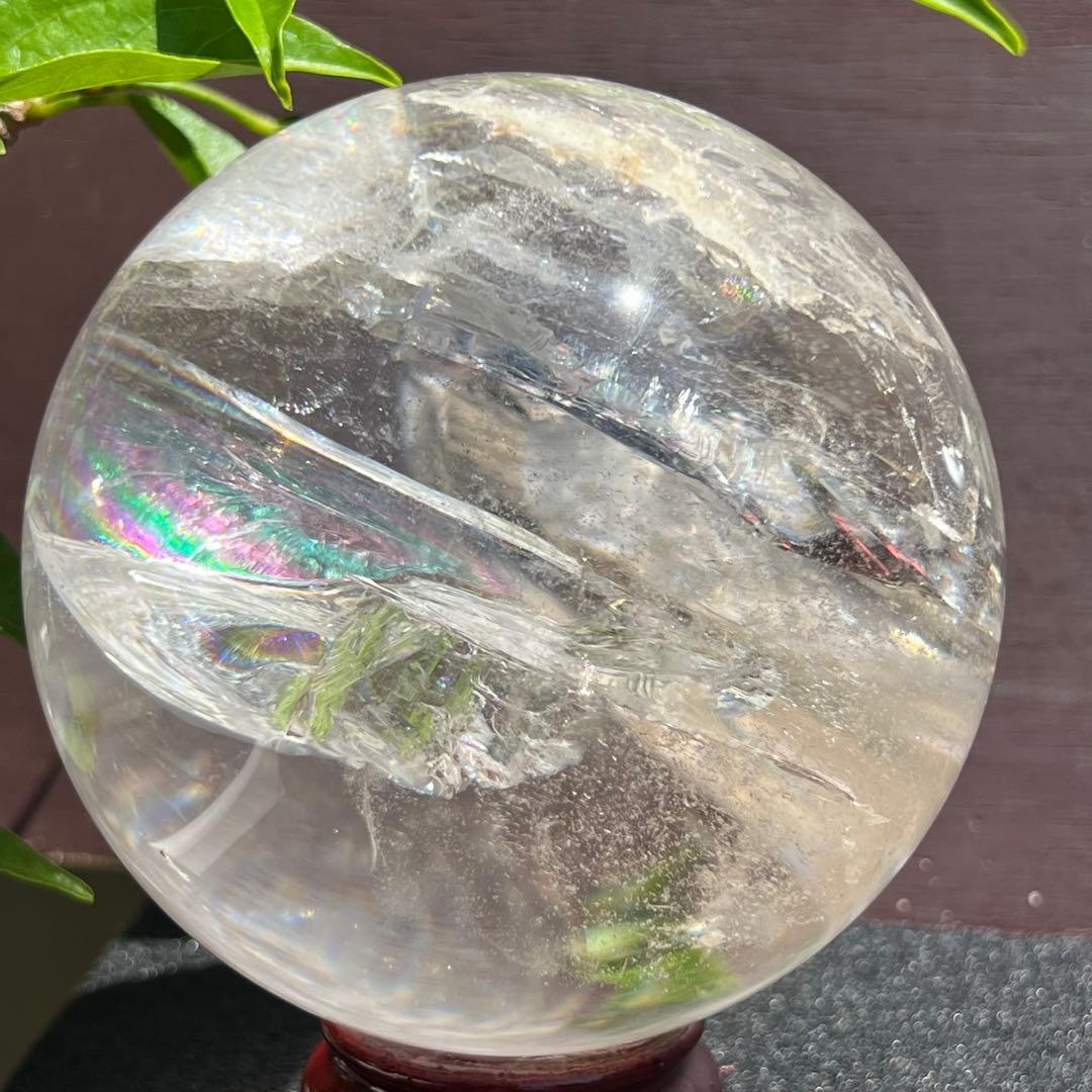 ★虹入り水晶 丸玉 水晶玉 レインボー スフィア 天然石 パワーストーン