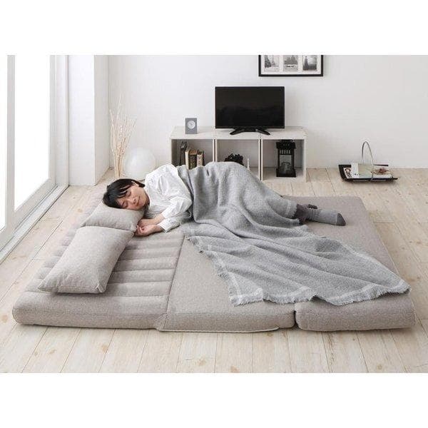 新品未使用　３WAYソファベッド　２人掛け　クッション２個付き　ブラウン