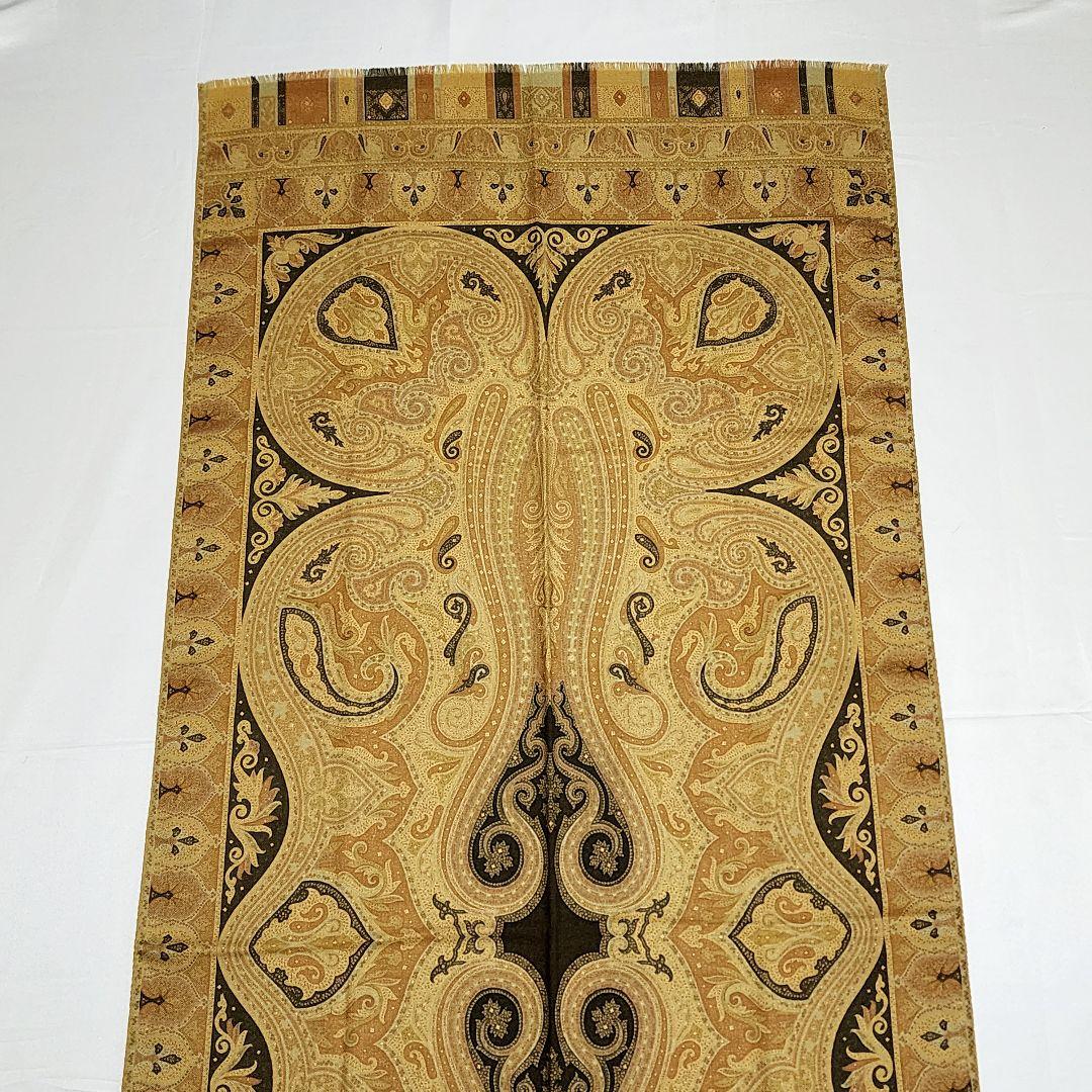 美品 ★ETRO★ ストール ペイズリー柄 ウール混 ベージュ ブラウン.