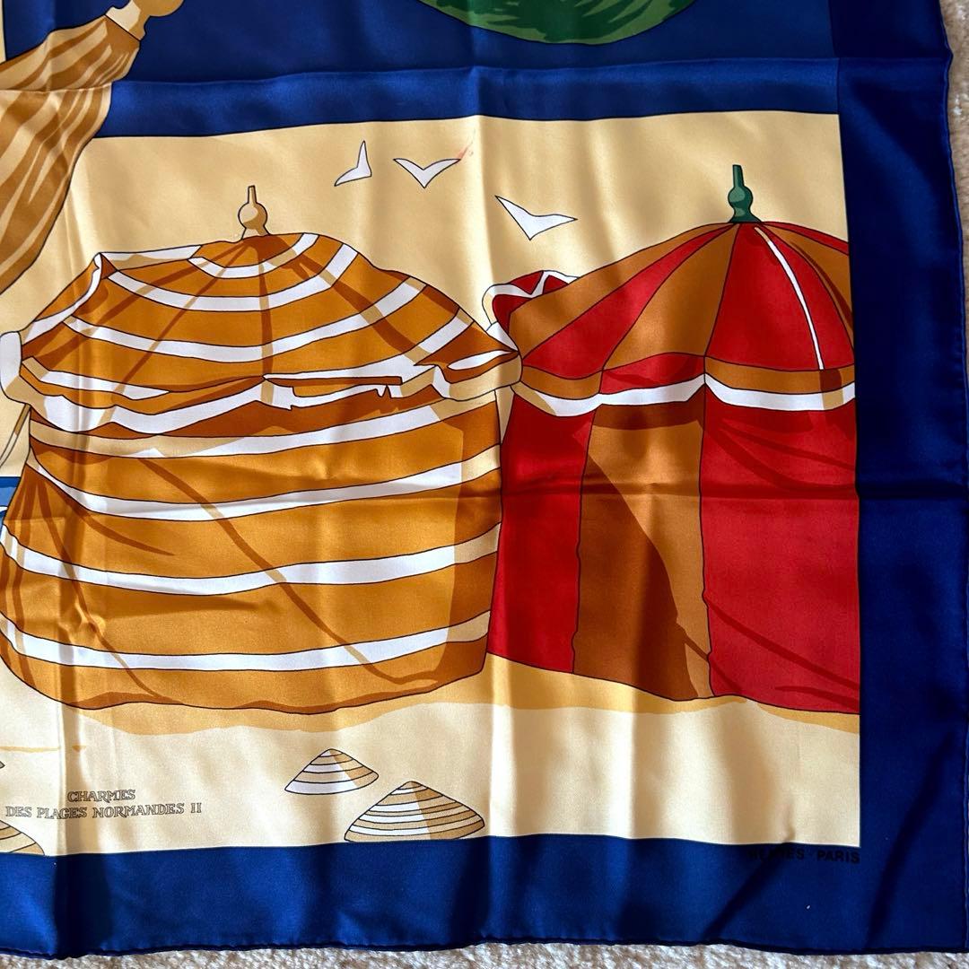 エルメス　スカーフ　カレ 90　ノルマンディ海岸の魅力 2　シルク　リンゴ　林檎