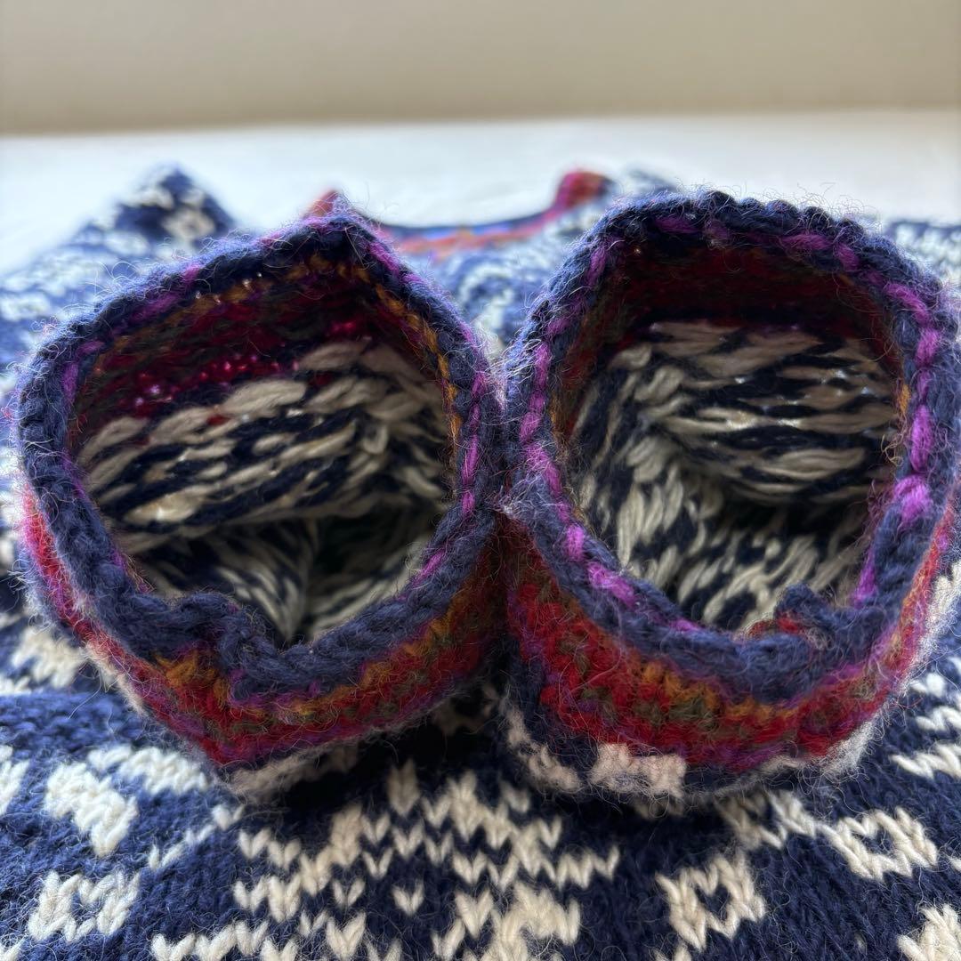 美品✨ネパール製　ウール100%　ハンドメイド　ニット　セーター　プルオーバー