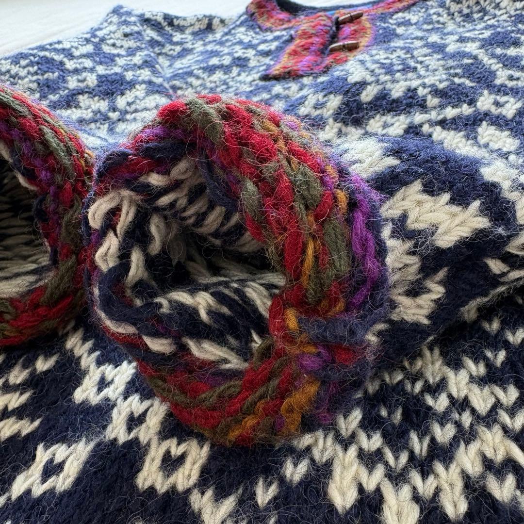 美品✨ネパール製　ウール100%　ハンドメイド　ニット　セーター　プルオーバー