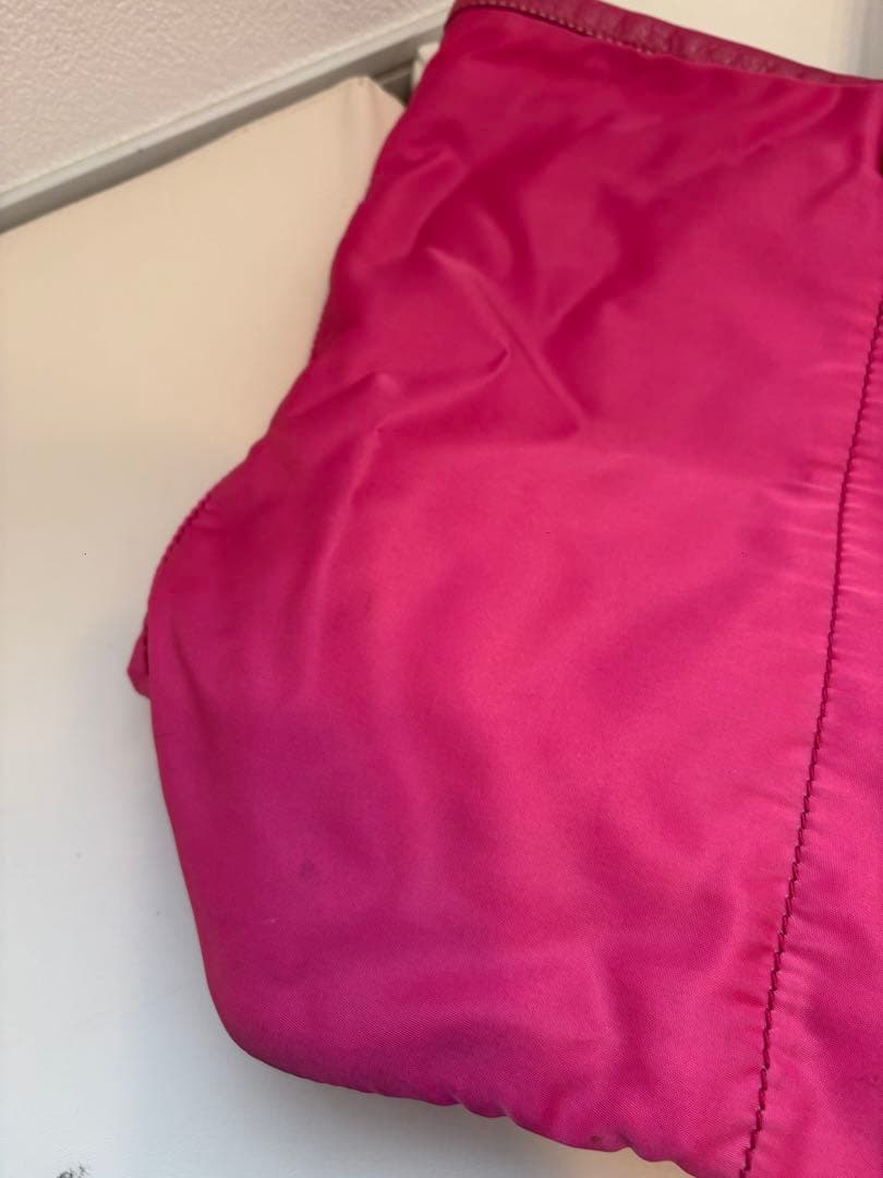 PRADA プラダ ロゴジャガード トートバッグ 三角プレート ナイロン ピンク