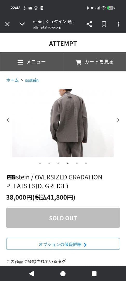 トップス OVERSIZED GRADATION PLEATS LS/D.Greige
