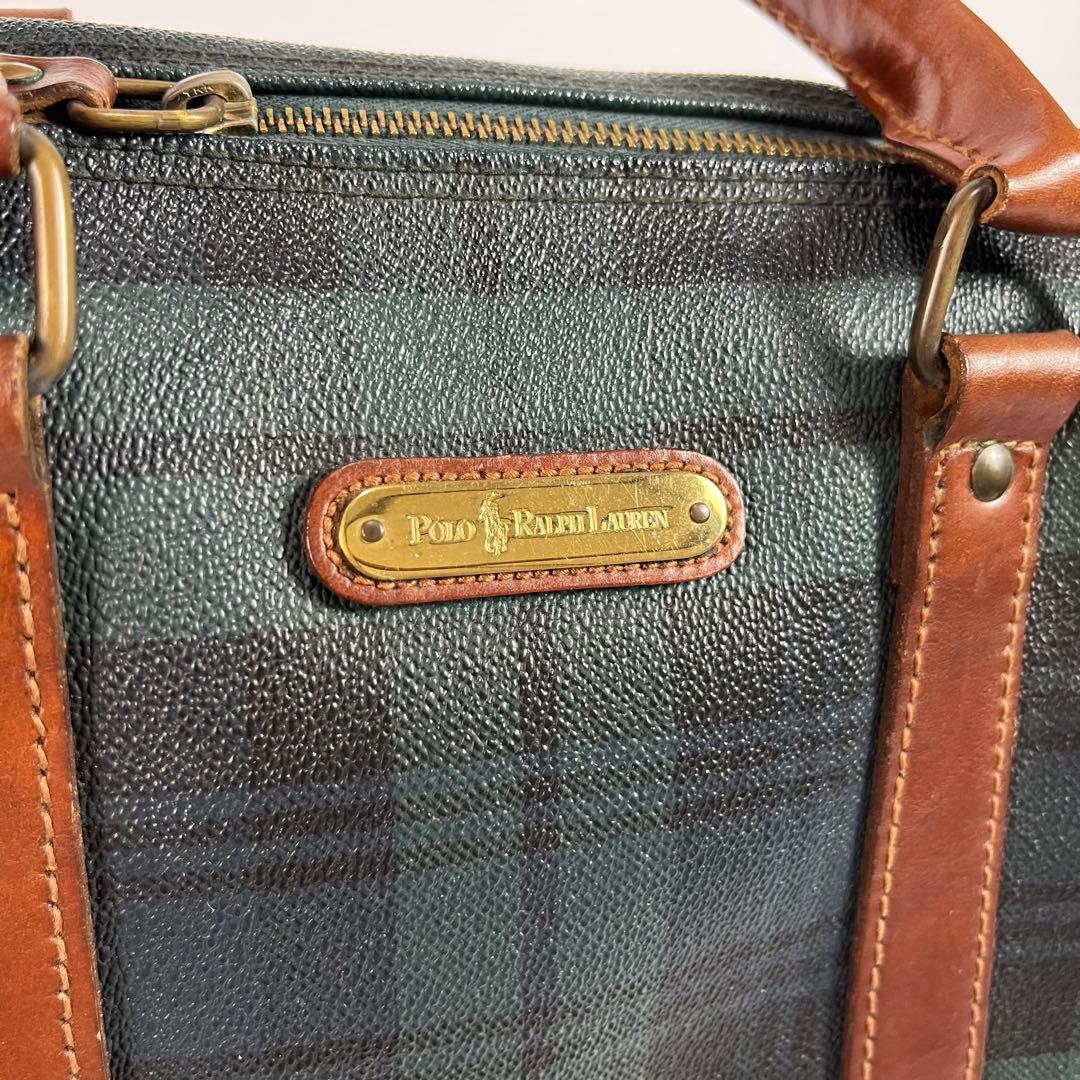 POLO RALPH LAUREN ボストンバッグ　チェック柄　PVC レザー