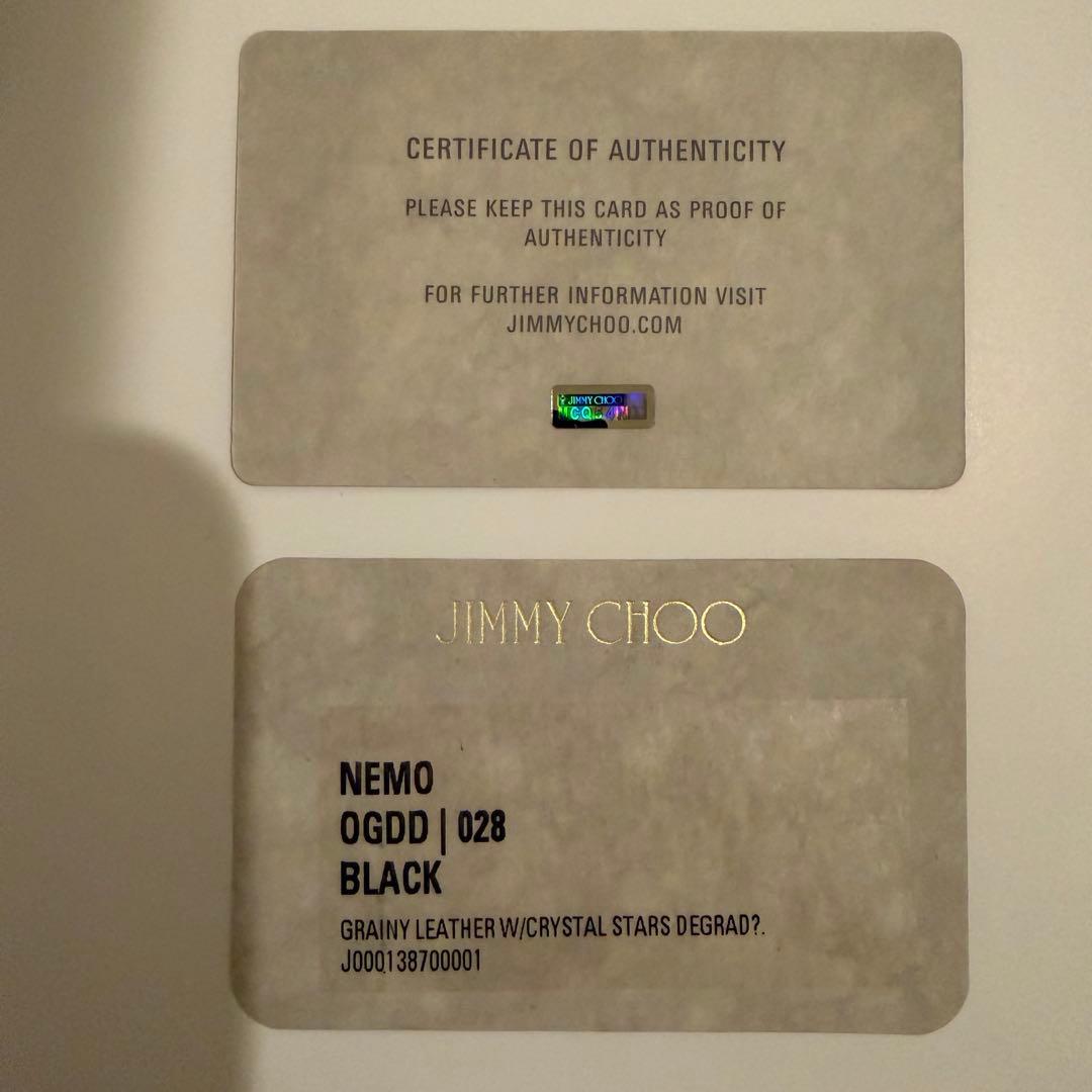 【K】【美品】JIMMY CHOO_ジミーチュウ　ブラック 三つ折り財布