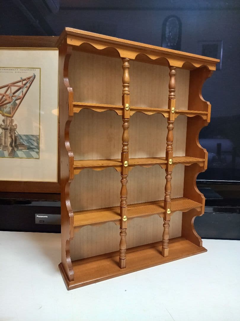 希少　1970's　コロニアル　スピンドル　ウッド　オープン　ウォール　ラック