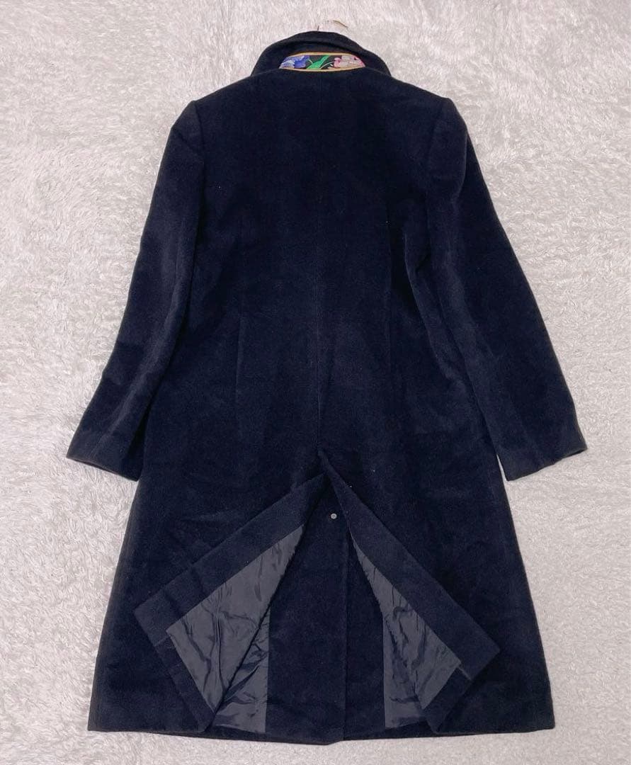 希少42サイズ✨大きいサイズ✨レオナール アンゴラウール ロングコート トリム