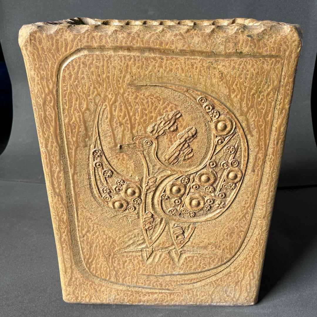 信楽焼傘立て  鳥レリーフ 高さ４６cm