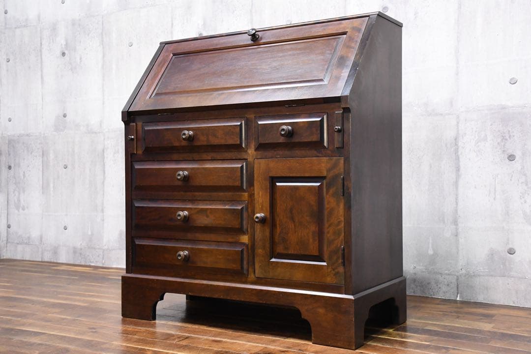 EIK46 北海道民芸家具 ライティングビューロー カバ材/樺材 チェスト