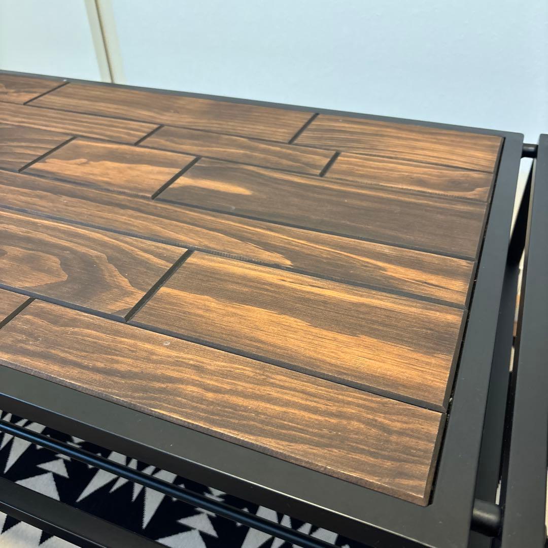 男前　無骨インダストリアル　センターテーブル　天然木の天板